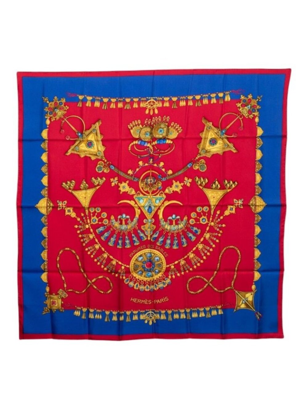 Hermes Carre 90 Parures Des Sables Desert Decor Scarf Large Red Multicolor Silk